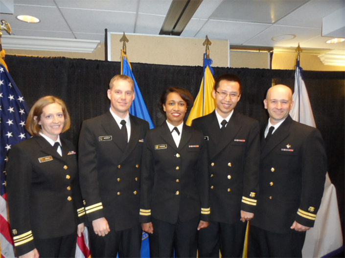 OBC Class 64 (May 2013) From left to right: LCDR Jessica Cole, LT Andrew Hickey, LT Gwendolyn Hudson, LT Kuangshi (Geoffrey) Wu, and LT John Pesce