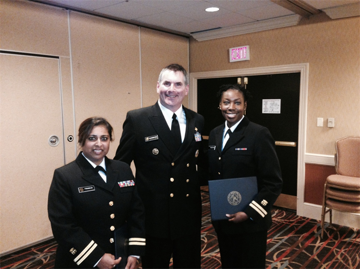 OBC Class 71 (Feb 2014) From left to right: LT Charlotte Francia, CAPT Martin Sanders, and LT Shondelle Wilson-Frederick