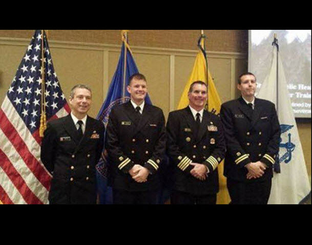 OBC Class 93 (Dec 2016) From left to right: CDR Michael Smith, OBC 92 Honor Graduate LT Andrew Brown, CAPT Martin Sanders, and OBC 92 Graduate LT Michael Shields